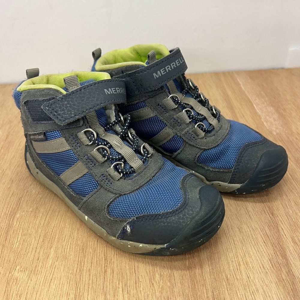 Merrell Bare Steps Ridge Kids 11M Blue Water Repellent Hiking Boots MK262386